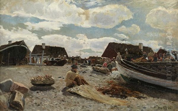 Molle Hamn Oil Painting by Olof Krumlinde