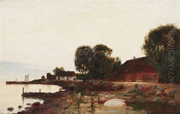 Fiskelager I Skane Oil Painting by Olof Krumlinde