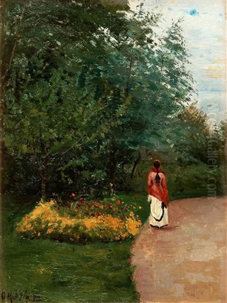 Promenad I Parken Oil Painting by Olof Krumlinde