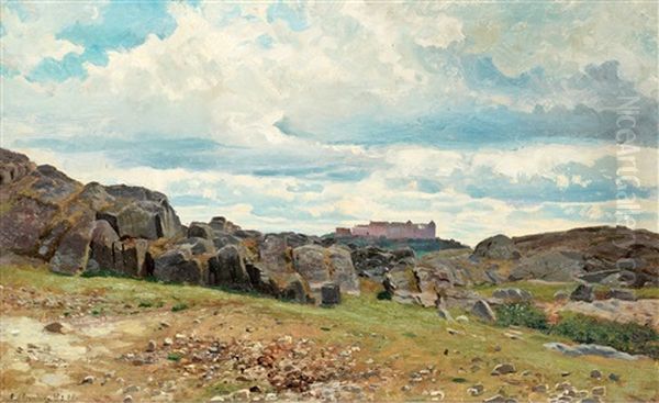 Vy Over Uppsala Slott Oil Painting by Olof Krumlinde