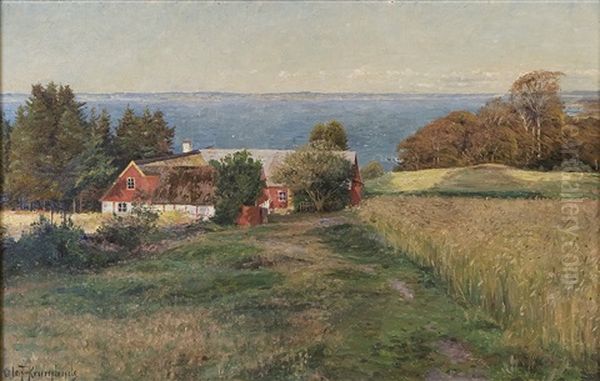 Aftonsol. Vid Arild Pa Kullahalvon Med Utsikt Over Skalderviken Oil Painting by Olof Krumlinde