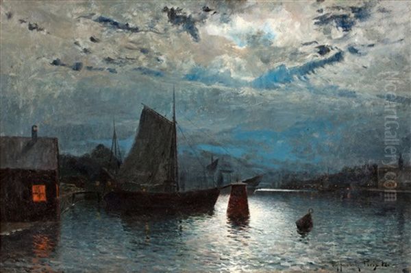 Flodlandskap I Mansken Oil Painting by Olof Krumlinde