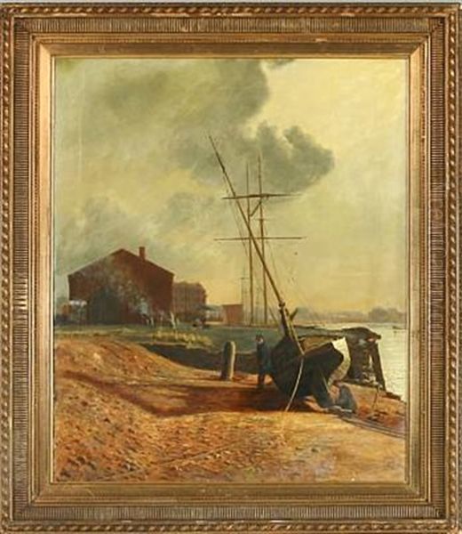 From Copenhagen Harbor Oil Painting by Olof Krumlinde