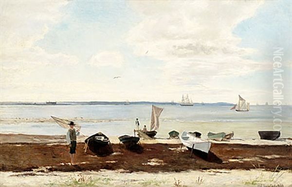 Strandmotiv - Oresund Oil Painting by Olof Krumlinde