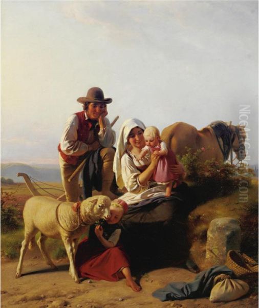 Shepherd Family Oil Painting by Jakob Becker Von Worms