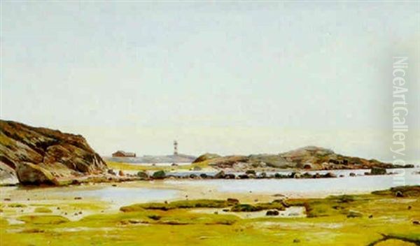 Kustlandskap Med Fyrtorn Oil Painting by Olof Krumlinde