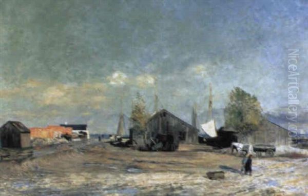 Motiv Fran Kalkbrannerihamnen, Kopenhamn Oil Painting by Olof Krumlinde