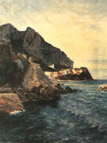 Solbelyst Kustby, Capri Oil Painting by Olof Krumlinde