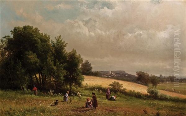 Summer Afternoon Oil Painting by Hendrik Dirk Kruseman van Elten