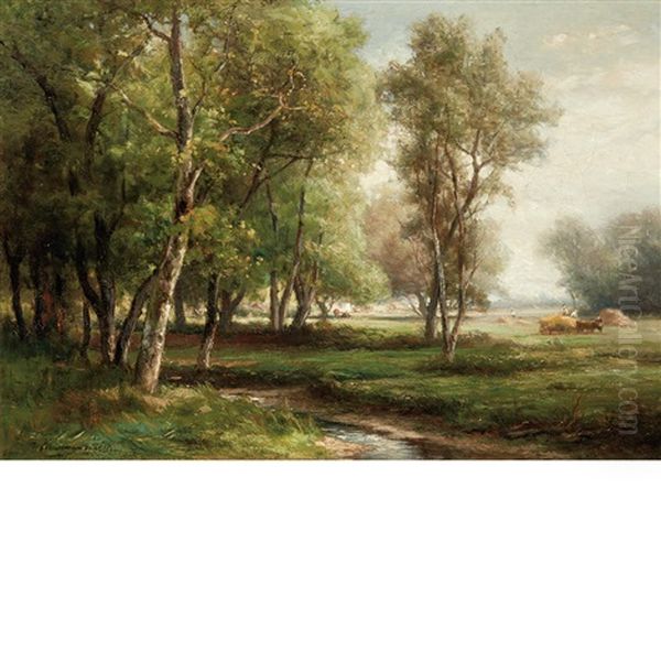 Summer Landscape, Long Island Oil Painting by Hendrik Dirk Kruseman van Elten