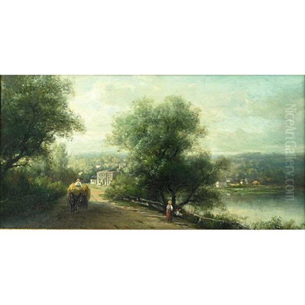 A Landscape With Figures On A Pathway Oil Painting by Hendrik Dirk Kruseman van Elten