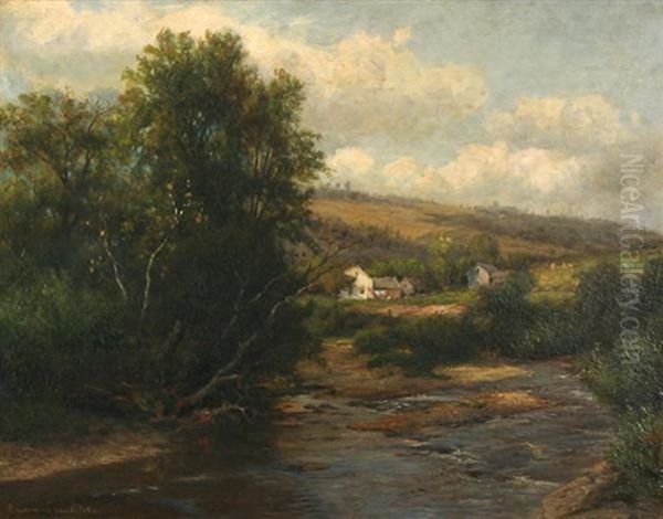 Landscape With Farm And River Oil Painting by Hendrik Dirk Kruseman van Elten