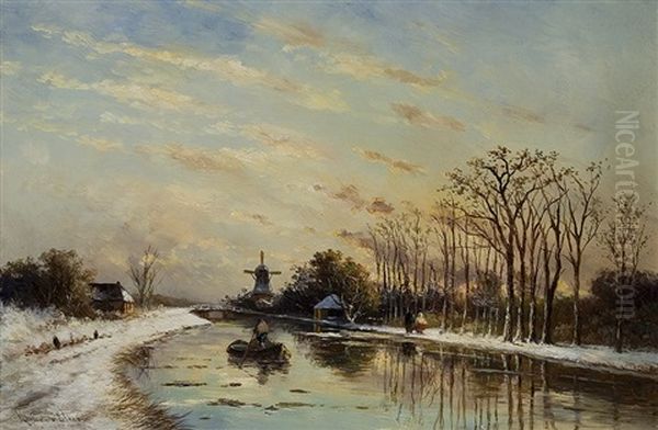 Winter In Holland Oil Painting by Hendrik Dirk Kruseman van Elten