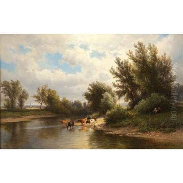 Esopus Creek Near Kingston, New York Oil Painting by Hendrik Dirk Kruseman van Elten