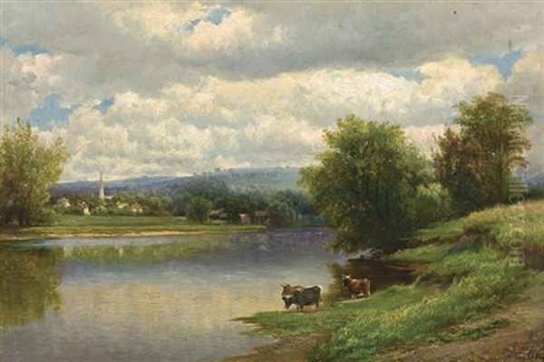 Church In The Distance Oil Painting by Hendrik Dirk Kruseman van Elten