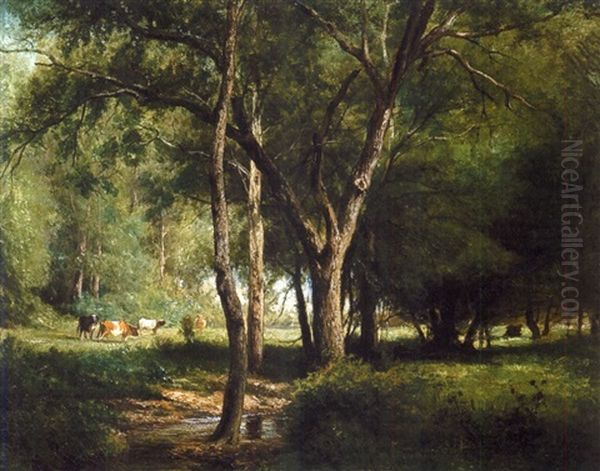 Sunlit Clearing Oil Painting by Hendrik Dirk Kruseman van Elten