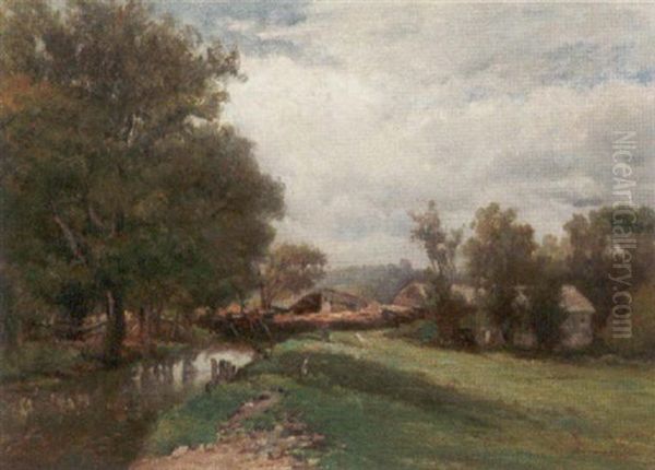 Sommerliche Landschaft Mit Katen Und Bachlauf Oil Painting by Hendrik Dirk Kruseman van Elten