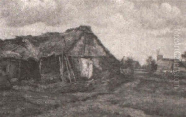 Cottages Near A Windmill by Hendrik Dirk Kruseman van Elten