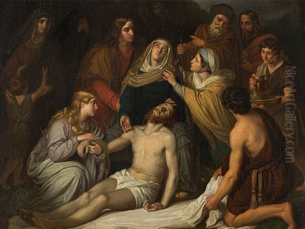 Entombment Oil Painting by Cornelis Kruseman