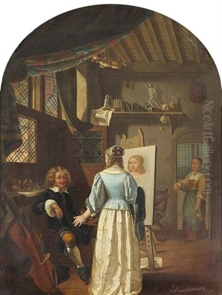 Im Atelier Eines Malers Oil Painting by Cornelis Kruseman