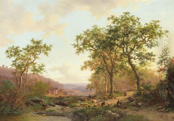 Weite Landschaft Im Abendlicht Oil Painting by Frederik Marinus Kruseman