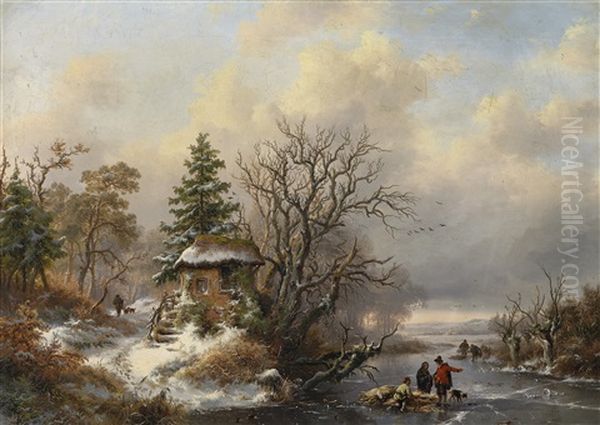 Winterlandschaft Oil Painting by Frederik Marinus Kruseman