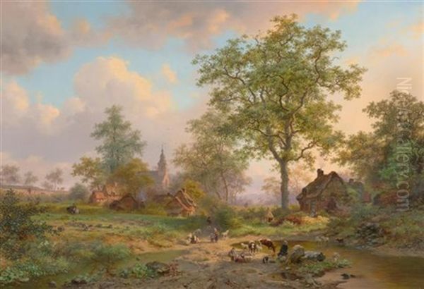 Landschaft Mit Schafer Und Herde by Frederik Marinus Kruseman