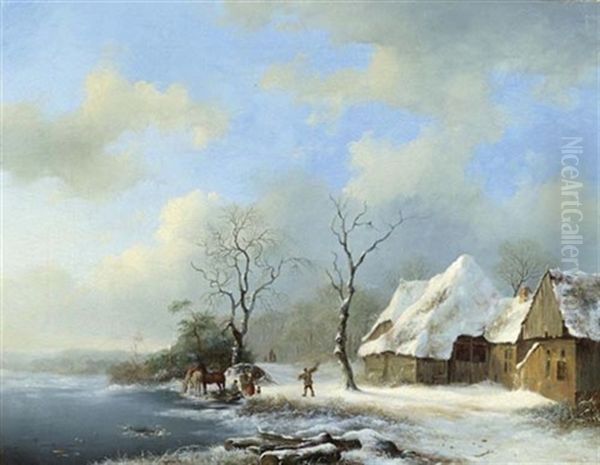 Winterlandschaft Oil Painting by Frederik Marinus Kruseman