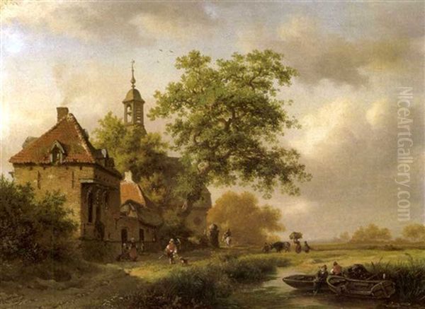 Geanimeerd Zomerlandschap Met Vee Oil Painting by Frederik Marinus Kruseman