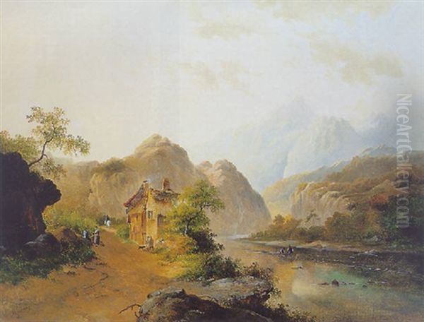 A View Of Altenahr Oil Painting by Frederik Marinus Kruseman