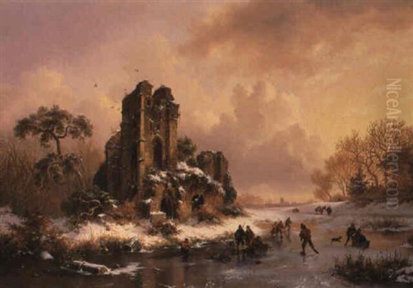 Winterabend Oil Painting by Frederik Marinus Kruseman