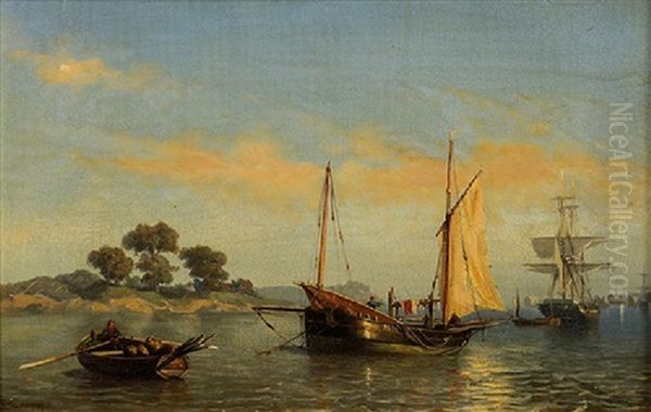 Vue Sur Le Humber-yorkshire Oil Painting by Jan Adam Janszoon Kruseman