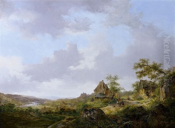 Paysage De La Vallee Du Rhin Oil Painting by Jan Adam Janszoon Kruseman