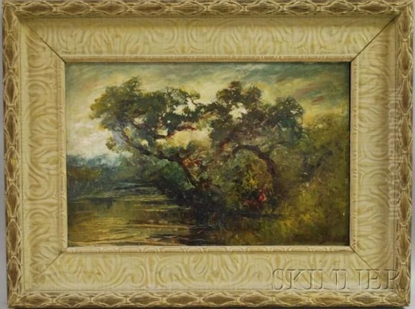 Landscape With Stream Oil Painting by Marie A. Becket