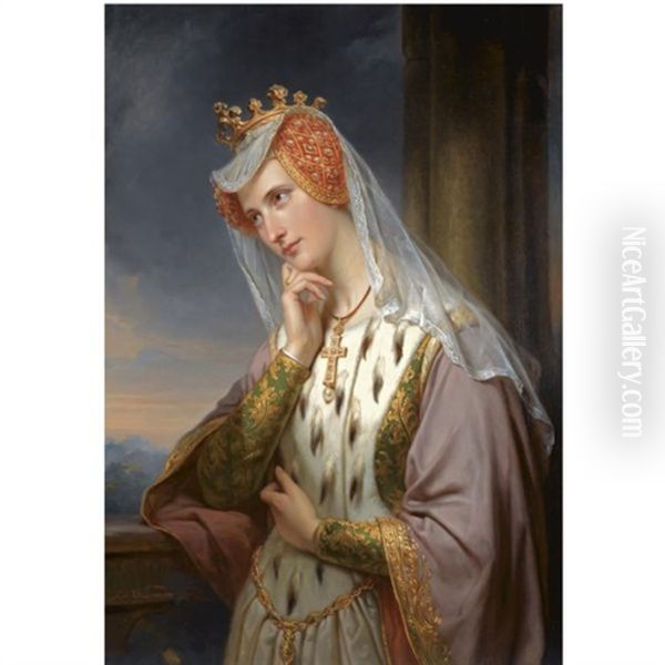 A Portrait Of A Noble Lady Oil Painting by Jan Adam Janszoon Kruseman