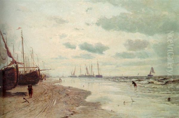 Plage De Scheveningen Oil Painting by Jan Theodoor Kruseman