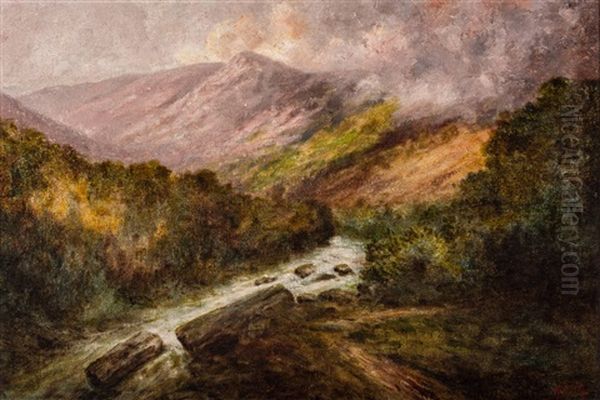 Mountain Landscape Oil Painting by Charles Christopher Krutch