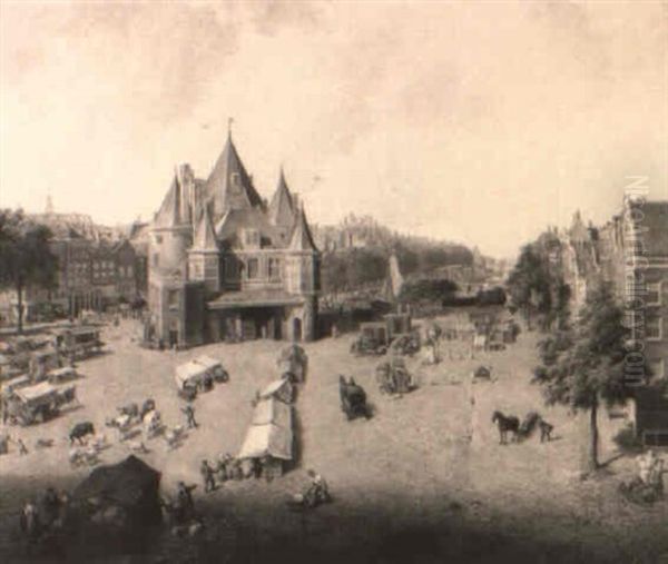 De Nieuwmarkt Met St. Anthony's Waag En De Geldersche Kade Oil Painting by Cornelis de Kruyff