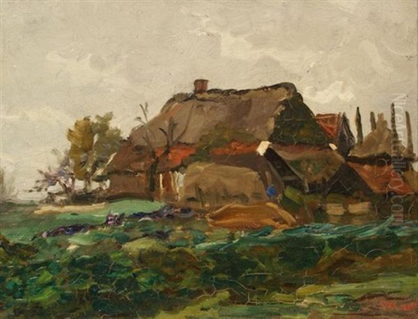 Farmhouse Oil Painting by Jan Kruysen