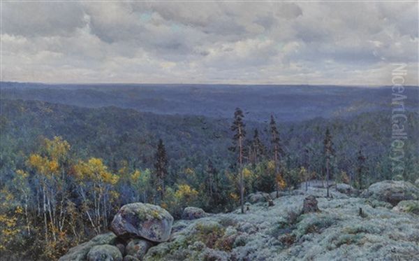 Woodland Landscape Oil Painting by Konstantin Yakovlevich Kryzhitsky