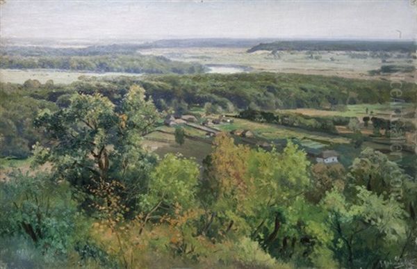 Landscape With A River Oil Painting by Konstantin Yakovlevich Kryzhitsky