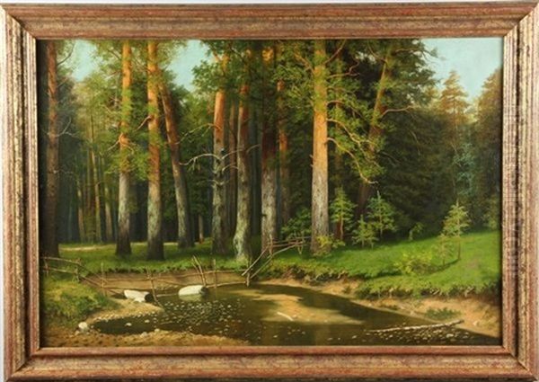 Forest Oil Painting by Konstantin Yakovlevich Kryzhitsky