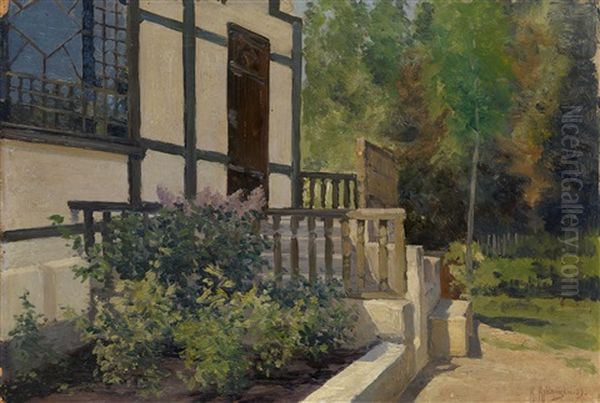 Porch Of The Artist's House Oil Painting by Konstantin Yakovlevich Kryzhitsky