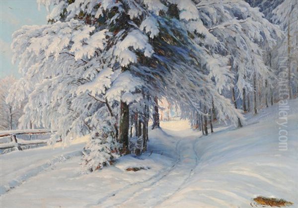 Winterwald Oil Painting by Konstantin Yakovlevich Kryzhitsky