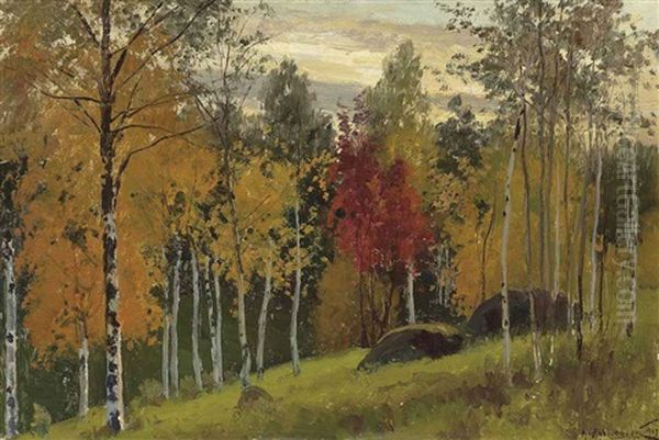 Autumnal Forest Oil Painting by Konstantin Yakovlevich Kryzhitsky