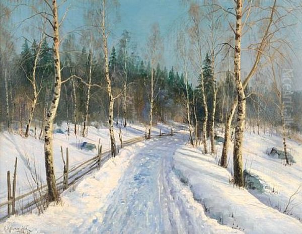 The Way Through The Forest Oil Painting by Konstantin Yakovlevich Kryzhitsky