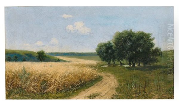 Blick Auf Weizenfeld Im Sommer by Konstantin Yakovlevich Kryzhitsky