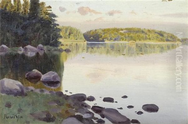 Sonnenuntergang Am Seeufer In Nordrussland Oil Painting by Konstantin Yakovlevich Kryzhitsky