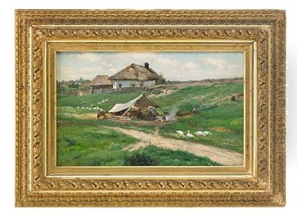 Ukrainian Summer Landscape Oil Painting by Konstantin Yakovlevich Kryzhitsky