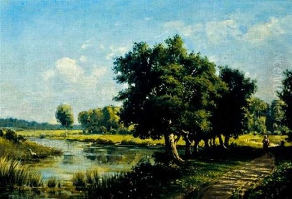 Bord De Riviere Oil Painting by Konstantin Yakovlevich Kryzhitsky